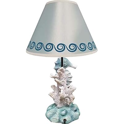 World of Wonders - Ocean Harmony - Sea Light Glow - Elegant Seahorse & Coral Decorative Table and Desk Lamp with Waves… 412uMDyMn0L