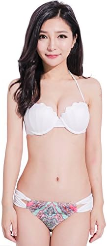 LIP CROWN Women's Mermaid Shell Bandeau 2 Pieces Set Bikini Swimsuit Bathing Suit