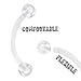 Bioplast curved barbells eyebrow rings 16 gauge tragus piercing earrings 16g (1.2mm), 3/8