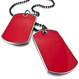 INBLUE Men's 2 PCS Alloy Enamel Pendant Necklace Red Army Name Double Dog Tag 27 Inch Chain