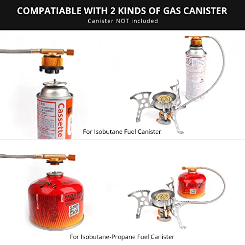 RIDEIWAKE Camping Stove with Fuel Canister Adapter Portable Collapsible