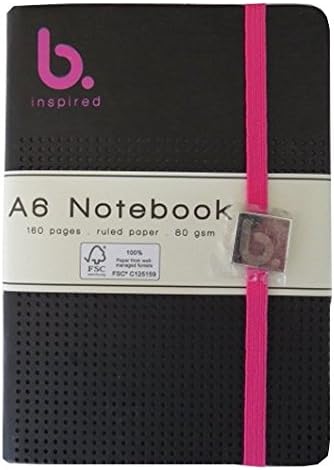 A6 PU Leather Embossed Casebound Notebook - "B Inspired" range - Pink - 160 Pages - Ruled - Size 5.8 X 4.1