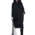 NUTEXROL Women's Thickening Long Fleece Sweatshirt String Hoodie Dress Pullover Plus Size Black XXL