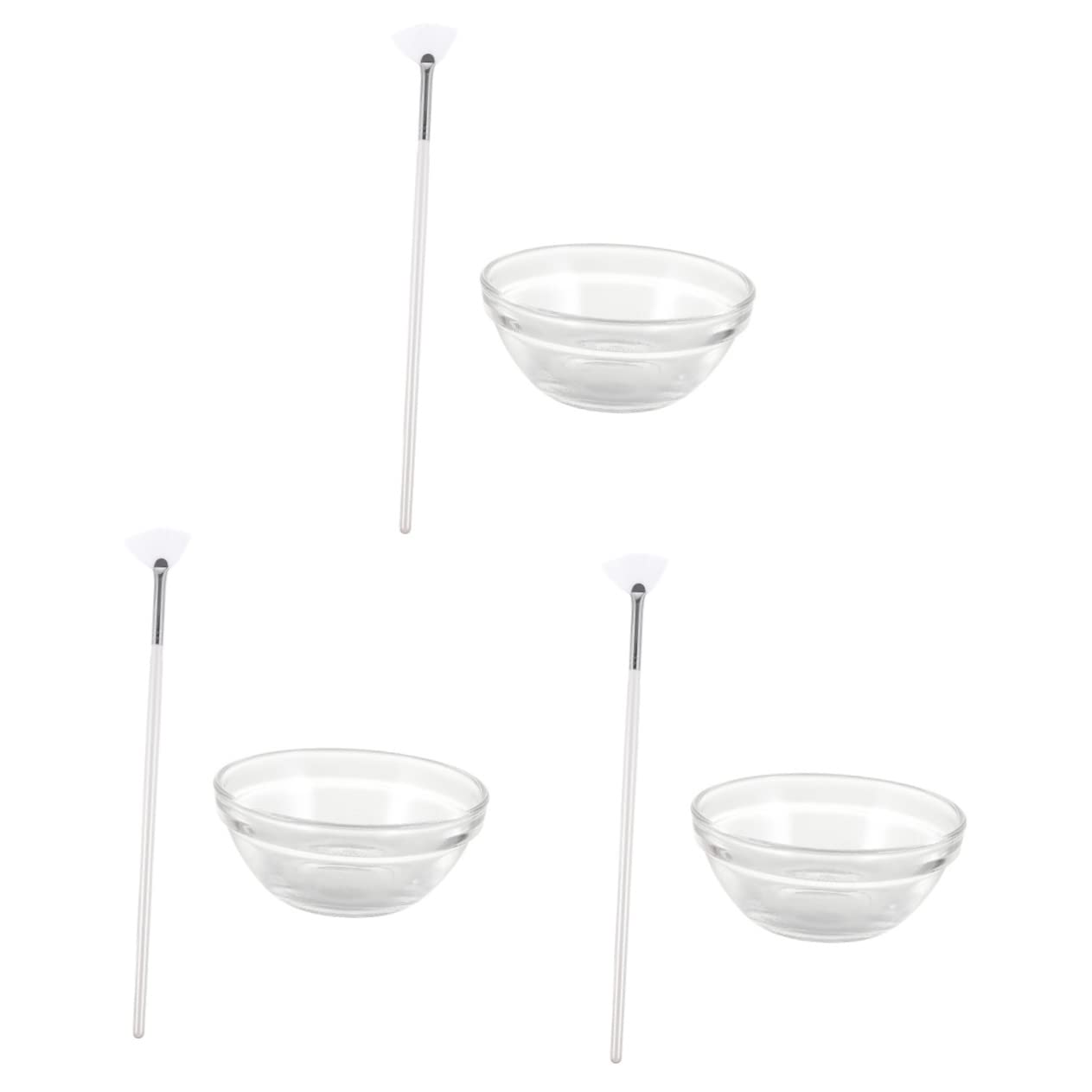 Facial Brush 3pcs Silicone Facemask Beauty for Masques Tools Cosmetic Fan with Sleeping Soft Makeup Body Lotion Glycolic Peel Bowl Facial Modeling Kit Applying Mixing Brush