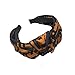 Designer Bow Knotted Letter Headbands for Women- Domoki 3 Pack Top Bow Stripped Cute FF Logo Print Hair Hoops - Cross Knot Wide Hard Hairbands for Girls