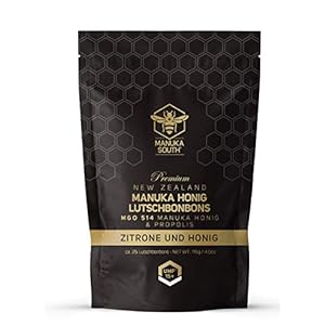 Manuka South – Manuka Honig Lutschbonbons mit Propolis und Zitrone – MGO 514 + – wohltuend für Mund und Hals