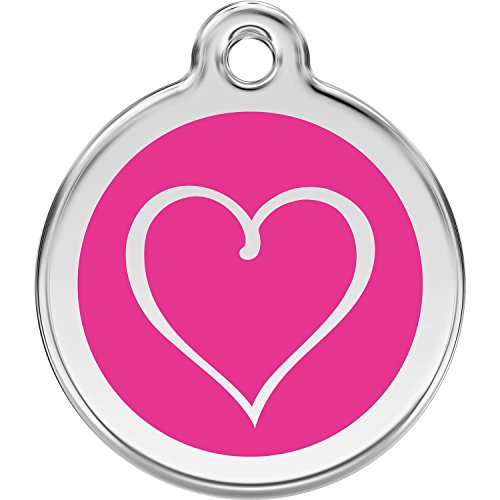 Red Dingo Personalized Tribal Heart Pet ID Dog Tag (Large Hot Pink)