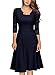 Miusol Women's Vintage Square Neck Floral Lace 2/3 Sleeve Cocktail Swing Dress