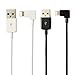 2 Pack 90 Degree Charger Data Sync USB Charging Cable for iPhone 3.3ft (1 Black + 1 White)