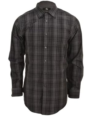 Calvin Klein Men's Slim Fit Non Iron Dress Shirt Button Up Smokey Grey
