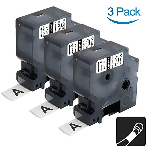 3 Pack Replacement DYMO 1805443 Rhino Industrial Heat Shrink Tube Labels, 1 inch Heat Shrink Tubing for DYMO Rhino 6000 6500 Label Makers and More, Black on Yellow, 24mm x 1.5m