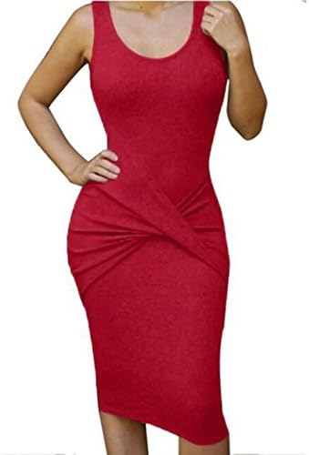 Womens Sleeveless Bandage Dress/ Sexy Crop Top Midi Skirt Outfit Bodycon-2 Pieces Night Party Evening Dresses (Large, Red)