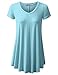 URBANCLEO Womens V-Neck Elong Tunic Top Mini T-Shirt Dress LtBlue XLarge