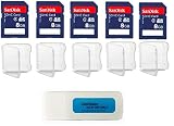 SanDisk Class 4 (5 Pack Bundle) Flash Memory Card SDSDB-008G-B35 Retail - with (5) SD Plastic Jewel Cases and (1) Everything But Stromboli (tm) Combo SD/TF Card Reader