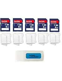 SanDisk SDB-008G-B35 - Tarjeta de memoria flash SDB-008G-B35 (clase 4, 5 unidades, incluye 5 fundas de plástico SD para joyería y 1 lector de tarjetas combo SD TF todo menos que estromboli)