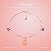 J.Rosée 925 Sterling Silver Rose Gold Lucky Four-Leaf Clover Chain Anklet/Bracelet with Exquisite Present Packaging(21cm+3)