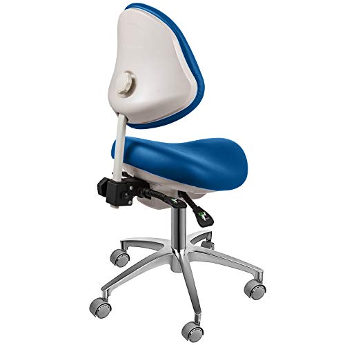 Happybuy Standard Dental Mobile Chair Saddle Doctor's Stool PU Leather Dentist Chair Dental Stool Height Adjustable for Dentists and Office (Blue) - Thumbnail 3