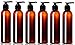 Newday Bottles, Plastic Bottle 6 Oz Amber Cosmo Round PET BPA-Free with Black Lock Down Lotion Pump, Pack of 6