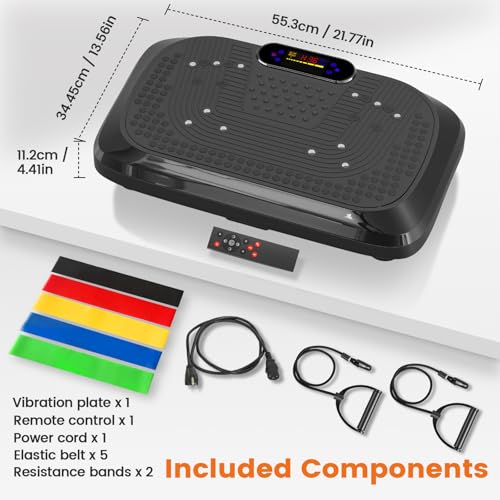 ALSO GO Vibration Plate Exercise Machine, 200 Speeds & 10 Models, 500LB Capacity, LED Display, Bluetooth Audio, Large Shake Plate with Loop Bands for Full Body Fitness, Lymphatic Drainage, Pain Relief