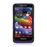 Eagle Cell PHMOTXT901NTBKPL Progressive Hybrid Protective Gummy TPU Mesh Defense Case for Motorola Electrify M XT901 - Retail Packaging - Black/Purple