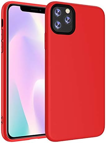 Higar Flex Pure Case Liquid Silicon Finish Anti Finger Print with Inner Microfiber Lining for Apple iPhone 11 Pro Max (6.5 inch, RED)