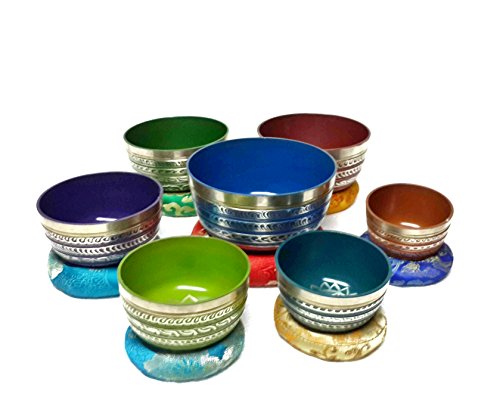 Beautyfull Tibetan handhammering singing bowl set Set of seven Handbeaten Singing Bowl From Nepal-Chakra Healing Singing… - Image 4