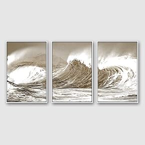 3 Piece Framed CanvasWall Art for Living Room, Bedroom Golden Waves Canvas Prints for Modern Home Decoration Ready to Hang - 16"x24"x3 Panels