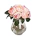 Hot Sale!1Bouquet/6Heads Artificial Silk Peony,Canserin DIY Fake Flower For Bridal Hydrangea Garden Decor (Beige)
