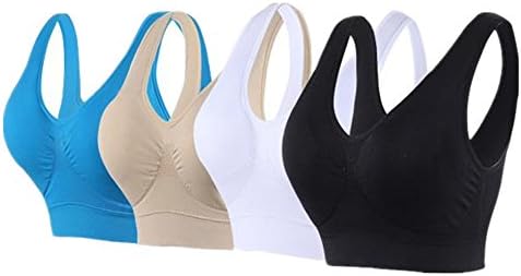 Seamless Sport Bra Plus Size Hight Impact Blue Black White Nude 4 set (M)