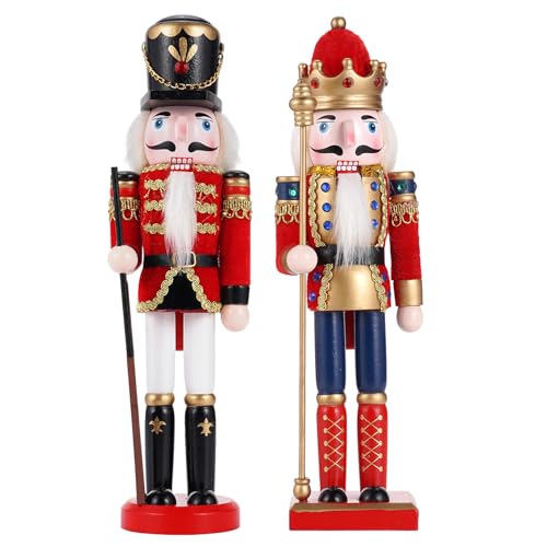 Combiubiu 2Pcs Nussknacker Figur,30Cm Nussknacker Soldat Aus Hochwertigem Kiefernholz,Deko Für Zuhause Kamin Tischdekoration,Weihnachten Weihnachtsdekoration