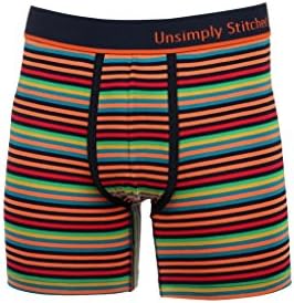 Unsimply Stiched Men's Underwear Boxer Brief-Large-UNSTBB-2021-A-Lng 7 Color Stripe Orange Multi