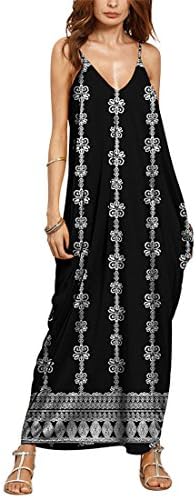 QueenBoutique Women Polka Dot Strapless Boho Spaghetti Long Maxi Beach Party Dress (M, Black 2)
