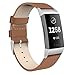 SWEES Leather Bands Compatible for Fitbit Charge 4, Charge 3 & Charge 3 SE Fitness Tracker, Genuine Leather Band Strap Wristband Replacement for Women Men Small Large, Black, Rose Gold, Beige, Brown