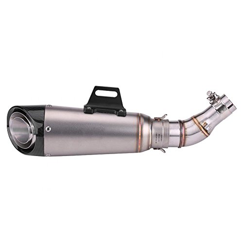 Exhaust Middle Pipe, Stainless Steel Motorcycle Slip On Exhaust Middle Link Pipe Adapter Connector for Yamaha R25 R3 2013-2016 Silver