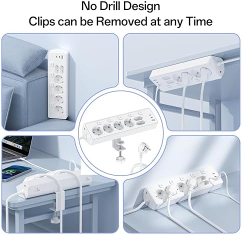 Régua de correntes 3M com USB, 6 tomadas e 3 USB, régua PD de 30 W com proteção contra sobrecarga, régua de 2 m com interruptor para secretária, escritório, casa