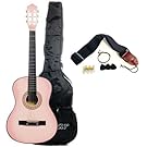 Crescent 38" Pink Acoustic Guitar with Accessories