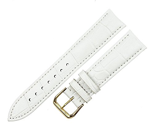 ATsense White Leather Watch Band Premium Genuine Cowhide Replacement Watch Strap