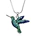 PammyJ Blue and Green Hummingbird Pendant Necklace, 17.5