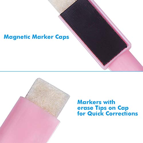 Selizo 30 Pcs Dry Erase Markers Magnetic Whiteboard Markers with Erasers Cap and Pencil Pouch for Office