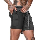 Mens Running Shorts 2 in 1 Athletic Training Gym