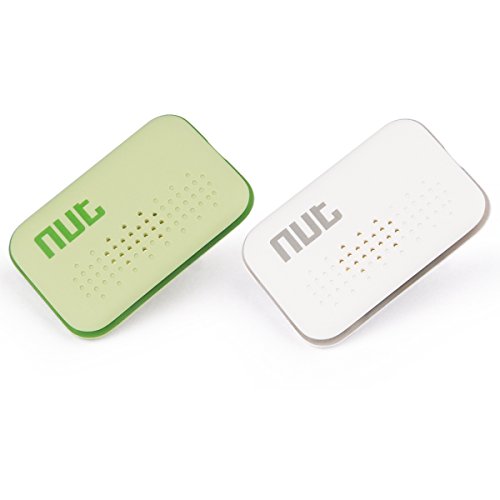 Nut Mini Anti-lost Tag Smart Item Finder Key Finder Anything Finder GPS Tracker with APP Control, and Available for Both IOS and Android--2 Pack (White+Blue)