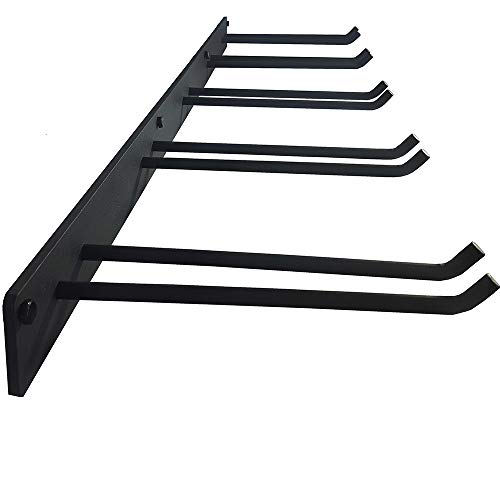 FRMSAET Wall Mount Rack Hook Space Saver Garden Tool Organizer Garage Storage System Super Heavy Duty Steel Holder Hanger - Screws and Anchors Included (Black) - Thumbnail 7