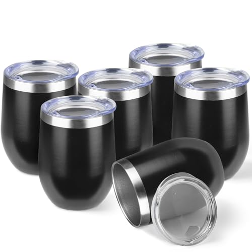StarSpeed Weinbecher mit Deckel, Edelstahl, ohne Stiel, doppelwandig, isolierte Kaffeetasse, isolierte Weingläser, Reisebecher für kalte und heiße Get