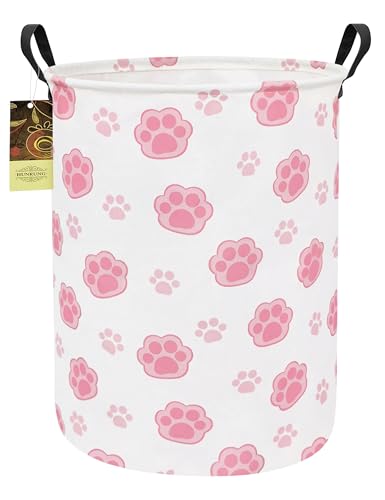 HUNRUNG Round Fabric Collapsible Storage Basket Handles