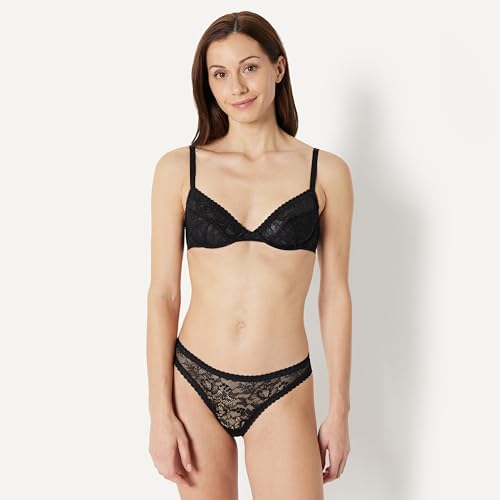 Amazon Essentials Women's Plunging Underwire Strapless Elastic Lace Detail Bra