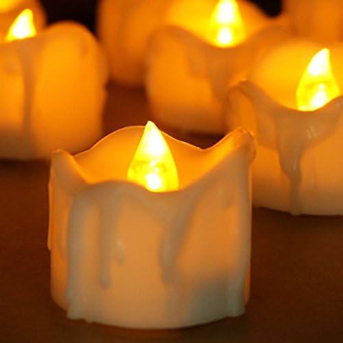 LED Tea Lights Pack of 12 Realistic Bright Flickering Bulb Battery Operated Flameless Candles for Wedding, Home Party and Festival Celebration Electric Candles in Warm White lighting 100+ hours