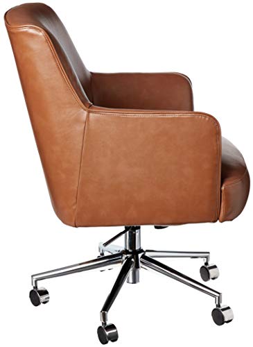 Amazon Brand – Rivet Vegan Leather Adjustable Home Office Chair, 22.8"W, Saddle Brown - Image 3