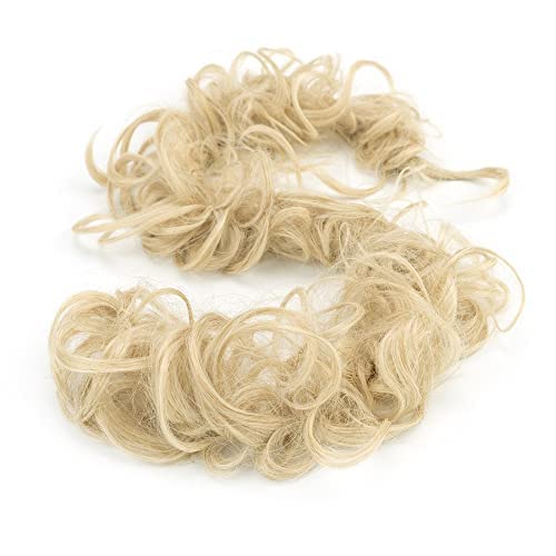 IMISSU Large Size Hairpiece Curly Messy Hair Bun Wrap Scrunchies Elastic Hair Band Donut Updo Chignon Hair Extension Piece for Women Girl (Dirty Blonde)