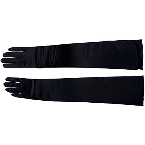 CHIC DIARY Long Satin Stretch Gloves Above Elbow Bridal Prom Wedding Formal Party Gloves (Black)