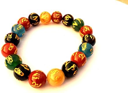 Reiki Crystal Products "Om Mani Padme Hum" Engraved Multi Stone Bracelet Healing Gemstone For Unisex